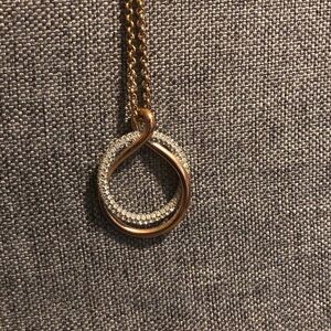 Swarovski Rose Gold and Silver Crystal Loop Pendant Necklace